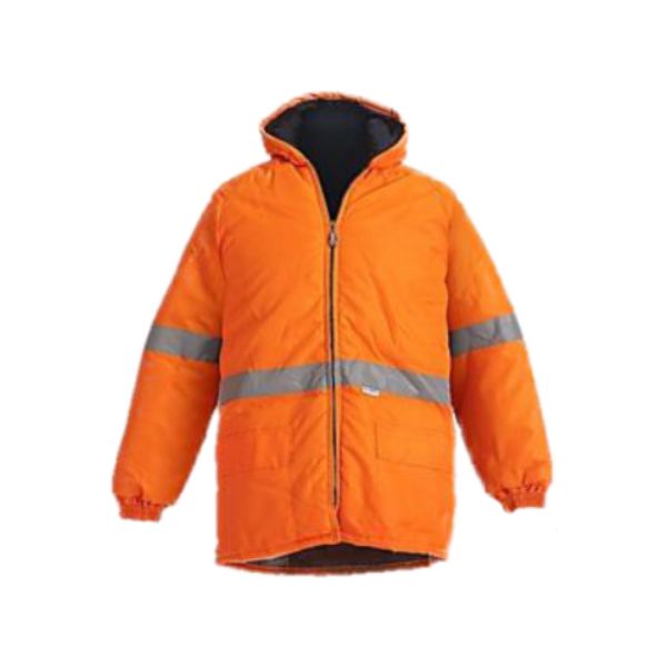 Freezer Jacket with Hood - Orange - 50mm Silver Reflective