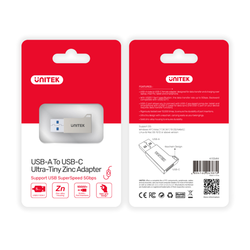 Unitek USB3.1 A-Male to Type-C Female Adapter (A1034NI)