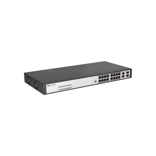 BDCOM 16-Port 10/100 POE Switch, 2x 1000Mbps Combo Ports
