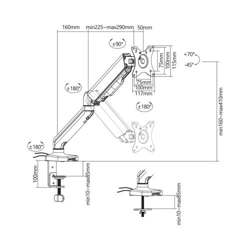 LinkQnet LDT46-C012U | 17-32″ Monitor Spring-Assisted Bracket