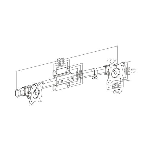 LinkQnet Bracket - Steel Dual Screen Adapter for Monitor Arm