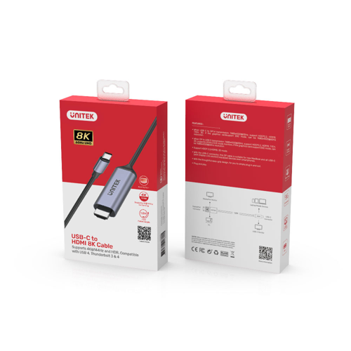 Unitek V1423B 1.8m Type-C to 8K HDMI2.1 HDR Converter Cable