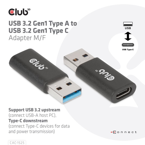 CLUB3D USB3.2 Type-A Male To Type-C Female Adapter (CAC-1525)
