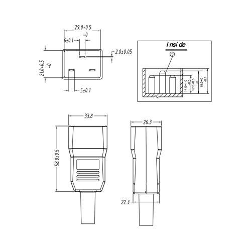 LinkQnet IEC C20 Male Rewirable Power Connector