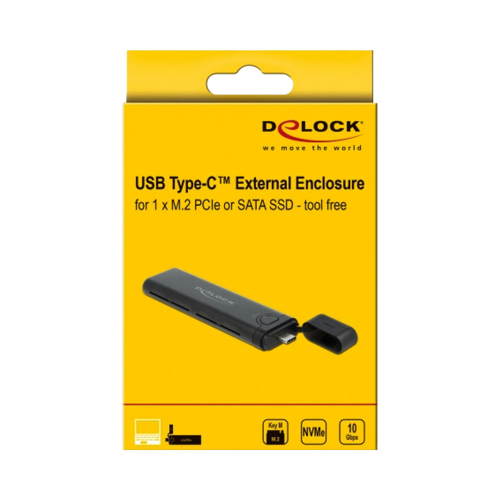 Delock Type-C M.2 NVMe PCIe or SATA SSD Tool External Enclosure