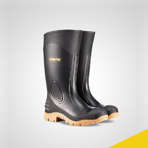 Wayne Egoli 2 Heavy Duty Gumboots (Black with toffee sole) w STC