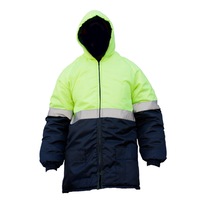 Freezer Jacket with Hood - Lime / Navy 50mm Silver Reflective