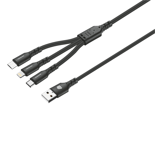 Indestruktible 1.2m 3-In-1 Charger Cable
