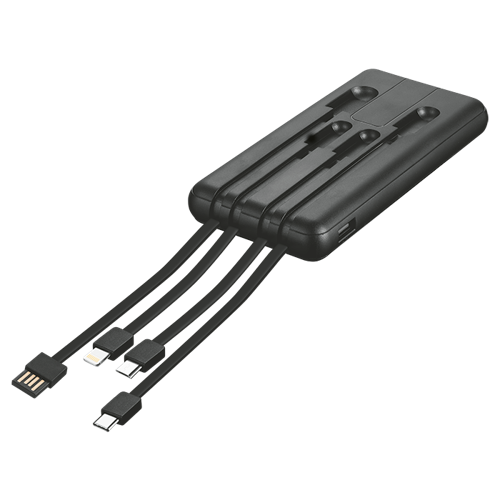 Indestruktible 10 000mAh Power Bank with charging cables Indestruktible 10 000mAh Power Bank with charging cables