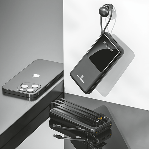 Indestruktible 10 000mAh Power Bank with charging cables Indestruktible 10 000mAh Power Bank with charging cables