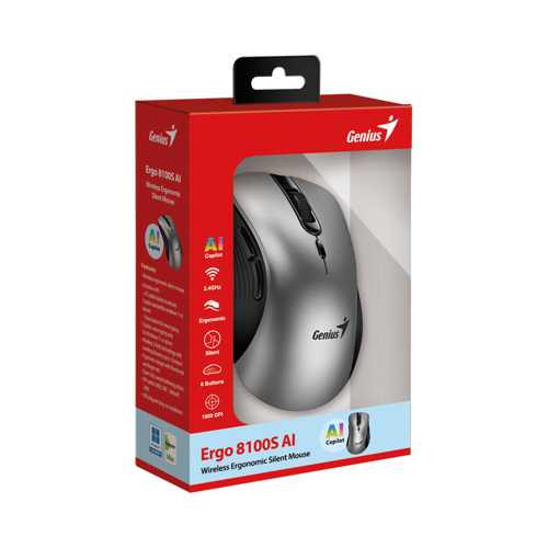 Genius Ergo 8100S AI | 2.4GHz Wireless Ergonomic Silent Mouse