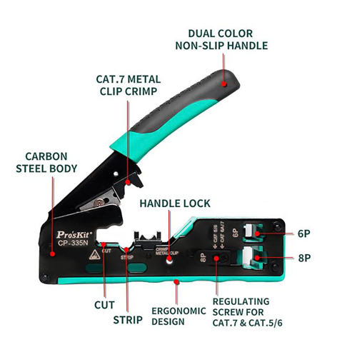 Pro'sKit CP-335N 3-in-1 Cut, Strip and Crimp Tool