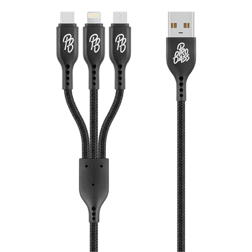 Pro Bass Braided 3 in 1 Charge Cable Pro Bass Braided 3 in 1 Charge Cable