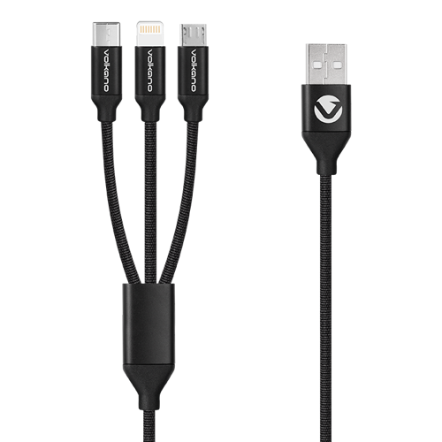Volkano Weave Series 3-in-1 Charge Cable 1m Volkano Weave Series 3-in-1 Charge Cable 1m